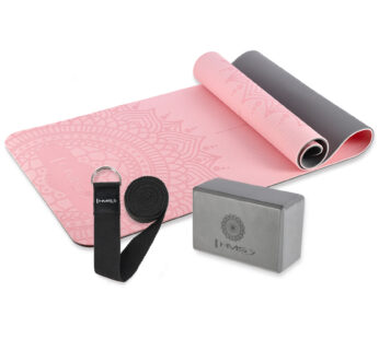 YOGA SET HMS MAT TPE LIGHT PINK YM10 + GRAY BLOCK KJ02 + STRAP SJ02